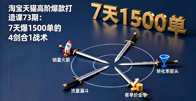 <span style='color:#a100e0'>淘宝天猫高阶爆款打造课73期：7天爆1500单的4剑合1战术</span>