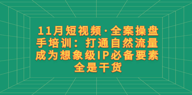 <span style='color:#001aff'>11月短视频·全案操盘手培训：打通自然流量 成为想象级IP必备要素 全是干货</span>