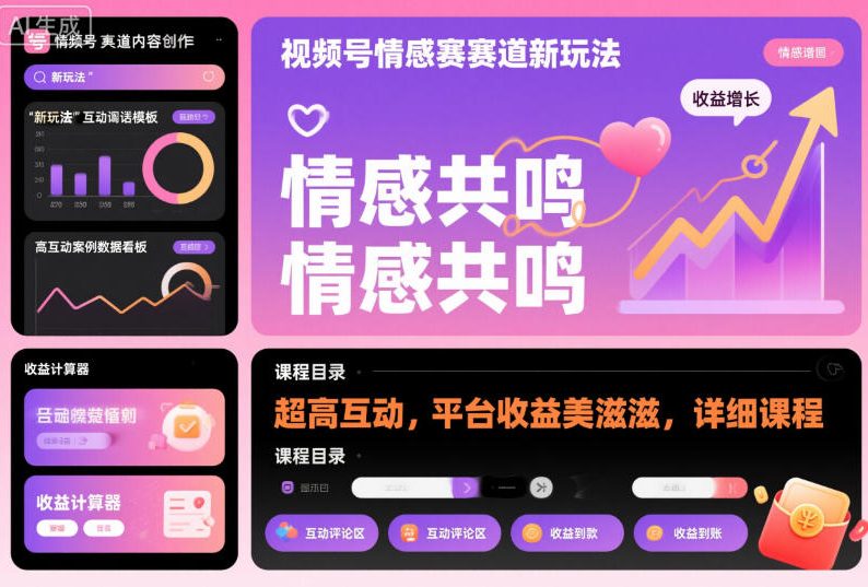 视频号情感赛道新玩法,超高互动,平台收益美滋滋,详细课程 视频号情感赛道新玩法,超高互动,平台收益美滋滋,详细课程