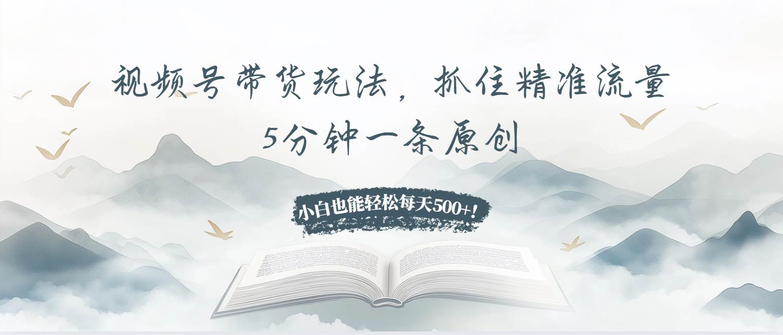 视频号带货新玩法:精准流量获取技巧,5分钟原创内容创作,新手轻松实现稳定收益