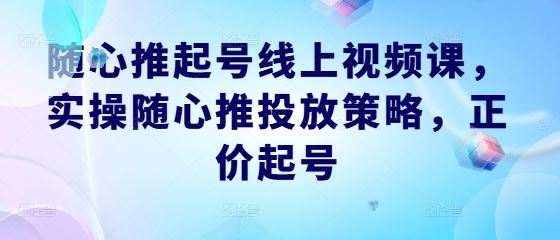 《短视频账号运营实战指南：掌握随心推投放技巧，实现高效转化起号》