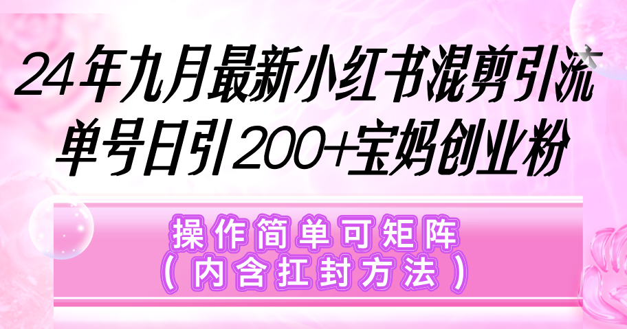小红书混剪引流实操指南：单号日引200+精准宝妈创业粉，矩阵操作简单易行