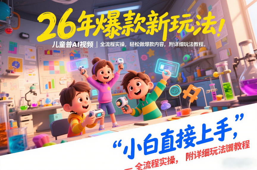 26年爆款新玩法，儿童科普AI视频，全流程实操，轻松做爆款内容，小白直接上手，附详细玩法教程