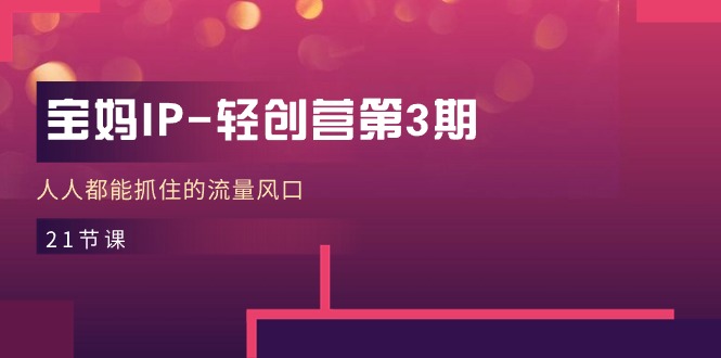 (11042期)宝妈IP-轻创营第3期,人人都能抓住的流量风口(21节课) (11042期)宝妈IP-轻创营第3期,人人都能抓住的流量风口(21节课)