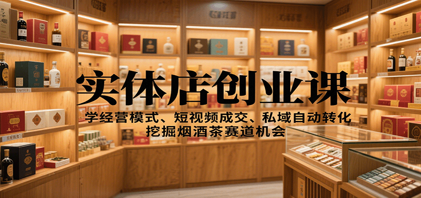 实体店创业课:学经营模式、短视频成交、私域自动转化,挖掘烟酒茶赛道机会