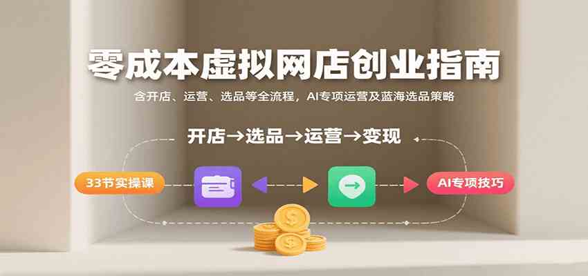 零成本虚拟网店创业指南,含开店、运营、选品等全流程, AI专项运营及蓝海选品策略