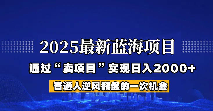 2025年蓝海项目,如何通过“网创项目”日入2000+ 2025年蓝海项目,如何通过“网创项目”日入2000+