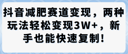 抖音减肥赛道变现,两种玩法轻松变现3W+,新手也能快速复制 抖音减肥赛道变现,两种玩法轻松变现3W+,新手也能快速复制