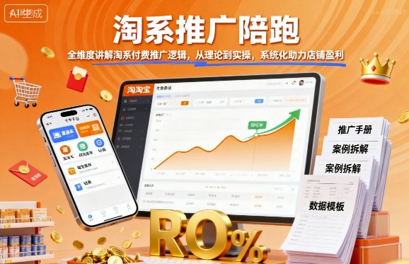 淘系推广陪跑,全维度讲解淘系付费推广逻辑,从理论到实操,系统化助力店铺盈利 淘系推广陪跑,全维度讲解淘系付费推广逻辑,从理论到实操,系统化助力店铺盈利