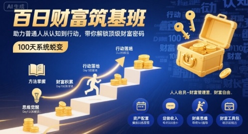 百日财富筑基班,助力普通人从认知到行动,带你解锁顶级财富密码 百日财富筑基班,助力普通人从认知到行动,带你解锁顶级财富密码