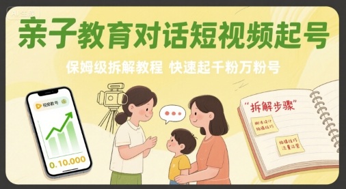 亲子教育对话短视频起号,保姆级拆解教程,快速起千粉万粉号 亲子教育对话短视频起号,保姆级拆解教程,快速起千粉万粉号