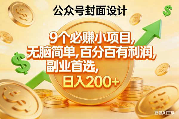 9个必赚小项目、无脑操作简单上手、副业首选日入300加