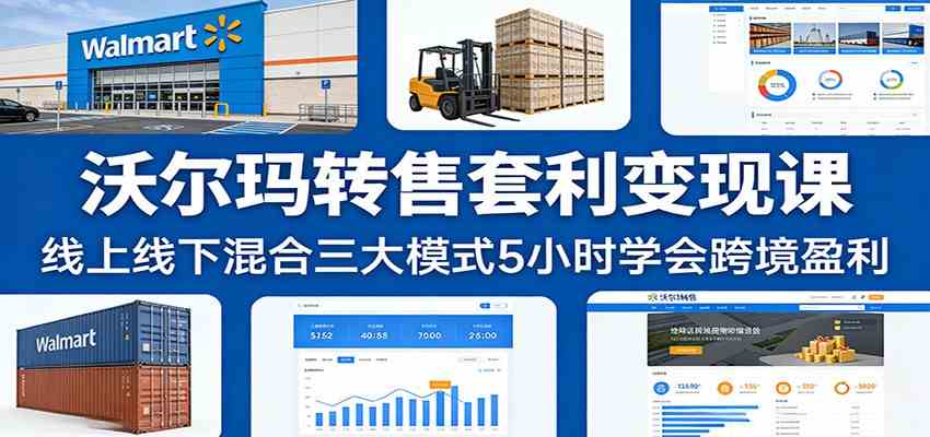 沃尔玛转售套利变现课、线上线下混合三大模式、五小时掌握跨境盈利