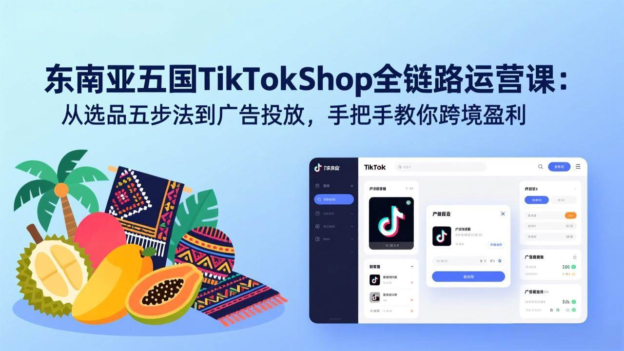 （17511期）东南亚五国TikTok Shop全链路运营课、从选品五步法到广告投放 手把手教你跨境盈利、手把手教你跨境盈利