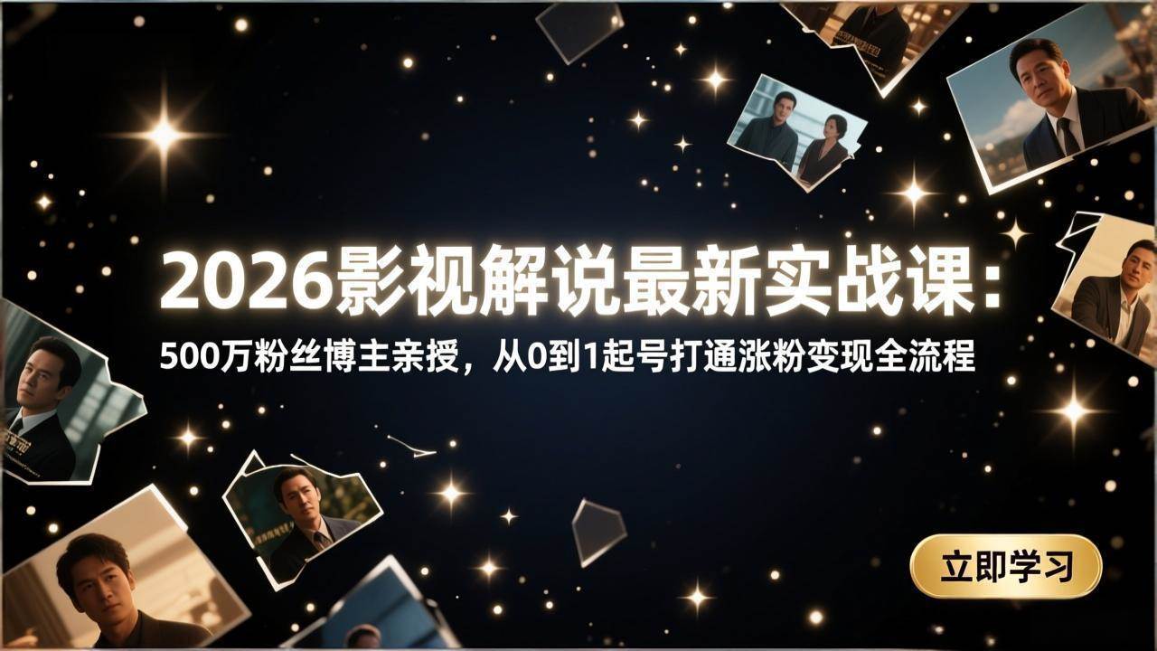2026影视解说实战课、500万粉博主亲授、从0到1起号变现全流程