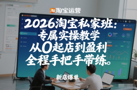 2026淘宝私家班、手把手实操教学、从零起店到盈利全程带练