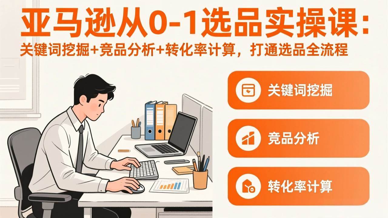 （17567期）亚马逊从0-1选品实操课(更新3月)、关键词挖掘+竞品分析+转化率计算、47节打通选品全流程