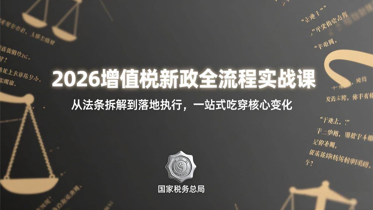 （17529期）2026增值税新政全流程实战课：从法条拆解到落地执行，一站式吃透核心变化