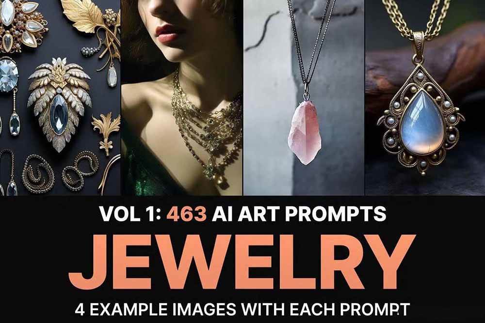 （17272期）460+专业Midjourney珠宝摄影AI提示词+成效果图，戒指/项链/耳环/手链/宝石/及奢侈配饰等全品类（2）