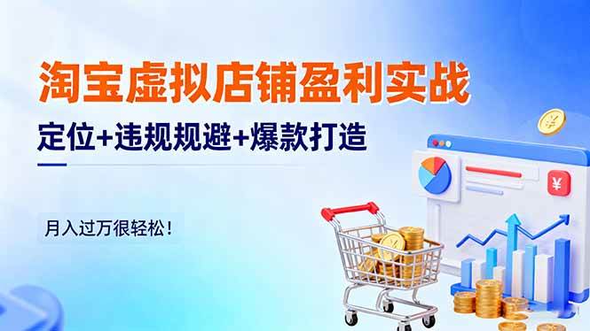 （16387期）淘宝虚拟店铺盈利实战：定位+违规规避+爆款打造，月入过万很轻松！