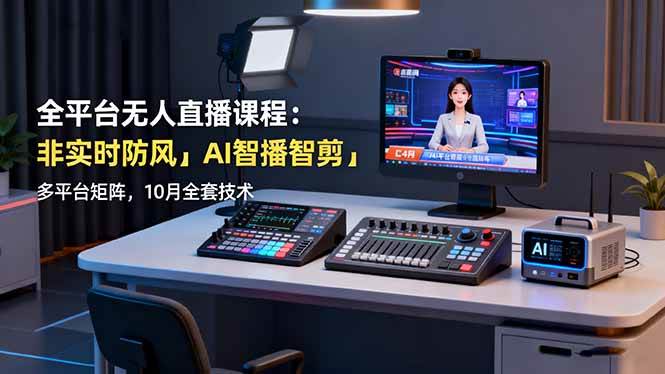 （16279期）全平台无人直播课程：非实时防风＋AI智播智剪＋多平台矩阵，10月全套技术