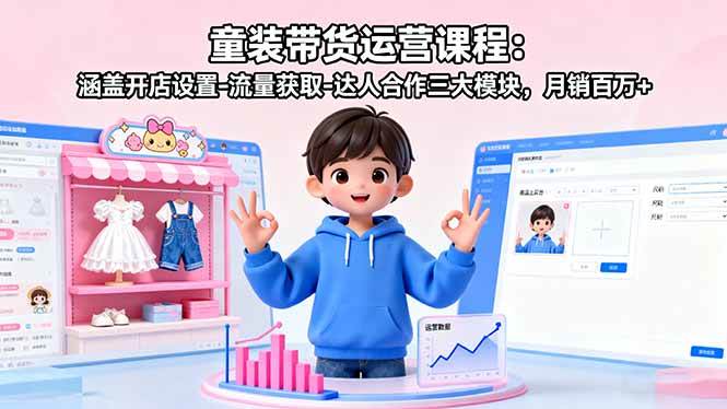 (16081期)童装带货运营课程:涵盖开店设置-流量获取-达人合作三大模块,月销百万+ (16081期)童装带货运营课程:涵盖开店设置-流量获取-达人合作三大模块,月销百万+