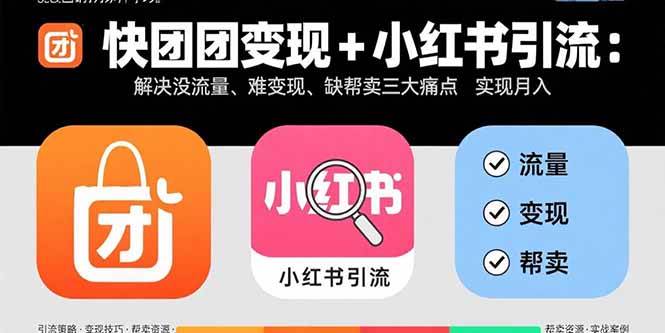 （15877期）快团团变现+小红书引流：解决没流量、难变现、缺帮卖三大痛点 实现月入3w+