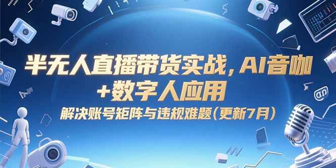 （15280期）半无人直播带货实战，AI音咖+数字人应用 解决账号矩阵与违规难题(更新7月)