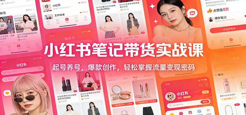 小红书笔记带货实战课：起号养号，爆款创作，轻松掌握流量变现密码