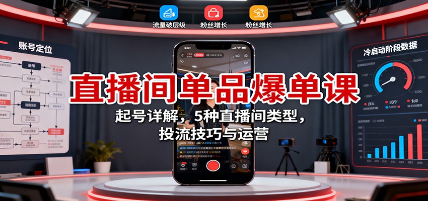 直播间单品爆单课:起号详解,5种直播间类型,投流技巧与运营 直播间单品爆单课:起号详解,5种直播间类型,投流技巧与运营