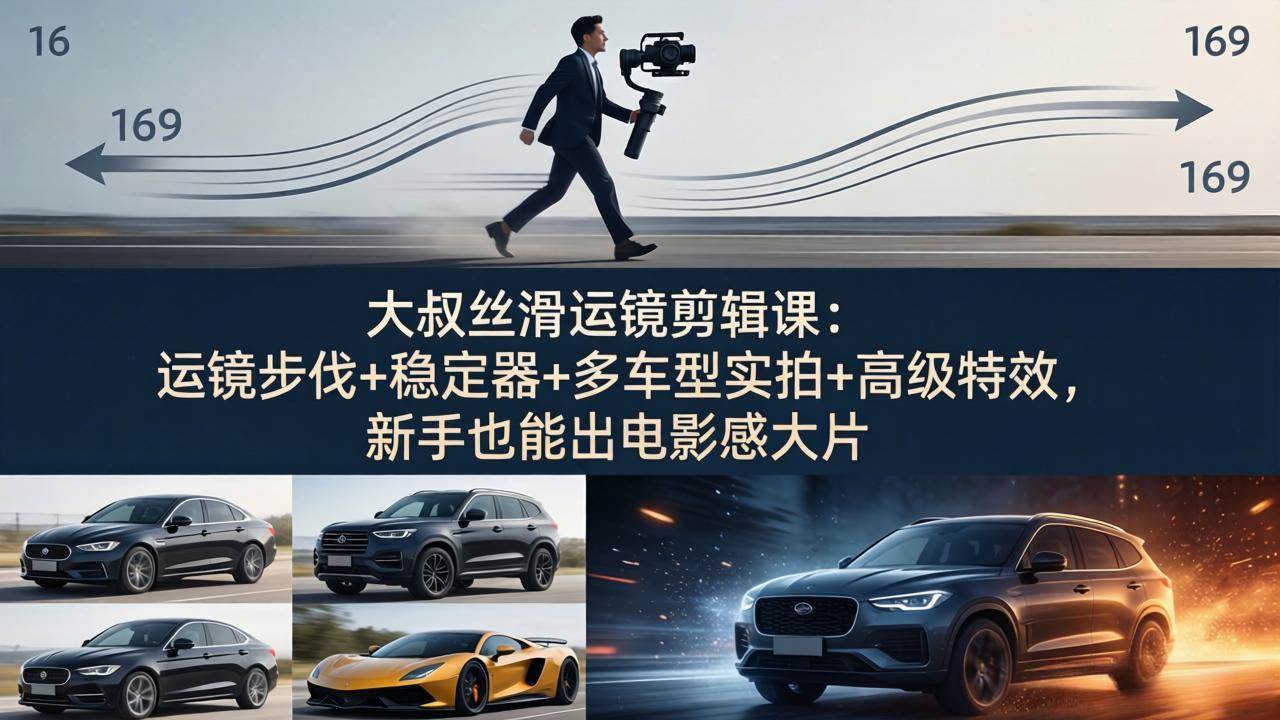 (18004期)大叔丝滑运镜剪辑课:运镜步伐+稳定器+多车型实拍+高级特效,新手也能出电影感大片 (18004期)大叔丝滑运镜剪辑课:运镜步伐+稳定器+多车型实拍+高级特效,新手也能出电影感大片