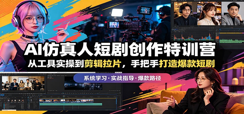 AI仿真人短剧实操，从剪辑到拉片，手把手打造爆款
